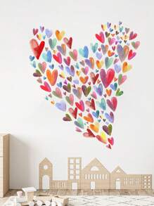 1pc Colorful Cartoon Heart-Shaped Wall Sticker, Cute Girly Style Room Bedroom Background Wall Decor Stickers Personalised Stickers
