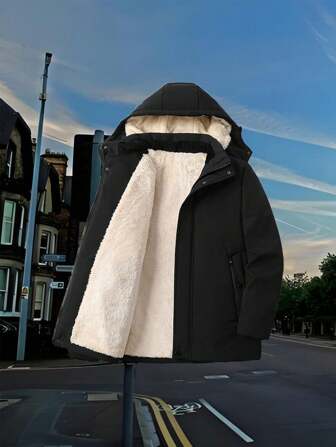 Thermal Lined Hoodie Jacket Men, Loose Fit Warm Thicker Winter Outerwear