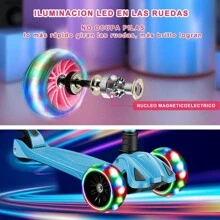 Scooter Patin De Juguete LED Ligero Y Plegable Patin Diablo Con Altura Ajustable Para Ejercitar Equilibrio Y Coordinación Con Luces Multicolor Regalo Ideal De Navidad Cumpleaño Actividades Fisicas Deportivas Para Niñas Y Niños - Azul - Ver 6