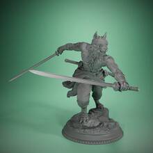 Juego de 3 miniaturas sin pintar de Tabaxi Samurai Swordmaster - Susaneko/BranchBlade Run/Wogboys, figuras de coleccionista perfectas para juegos de mesa, juegos de rol y decoración de Halloween y Navidad - Multicolor - Ver 3