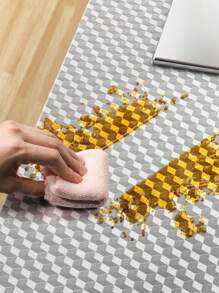 1卷3D立体菱形纹理厨房防油贴纸，自粘防水耐热铝箔剥离粘贴膜，适用于炉灶防溅板和台面 - 銀色六角紋 - 查看 8