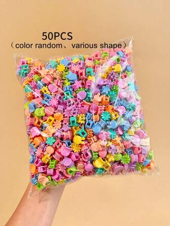 50pcs/100pcs Mixed Mini Cartoon Claw Hair Clips - Multicolor, Cute Cartoon Mini Hair Clips For Girls, Fashion Accessories