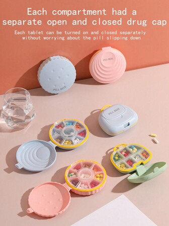 2 PCS-Portable Small Medicine Box / Medicine Cutter-Travel Outdoor Dustproof Compartment Storage Box-Drug Packaging Box