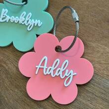1pc Multi-Color Style Optional Custom Acrylic Keychain With Steel Wire Ring, Personalized Flower Shaped Name Brand Letter Pendant, Luggage Tag Pendant, The Perfect Back-To-School Gift For Christmas