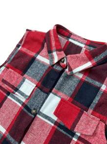 Áo khoác vest thường ngày in họa tiết kẻ caro cỡ lớn cho nữ - Màu Hồng Tươi - Xem 3