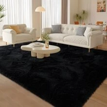 1pc Tie-Dye Dark Gray Shaggy Plush Area Rug, Fluffy Rectangular Soft Non-Slip Carpet For Living Room, Bedroom, Bathroom, Game Room, Washable All Season Home Decor Mat Gifts Birthday Graduation