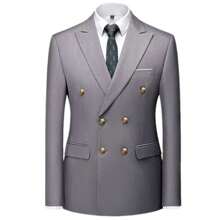 Novo Conjunto de Terno de Negócios de Fecho Duplo com Cores Sólidas para Homens, Sobretudo + Calça, Slim, Casamento, 2 Peças, Blazer, Calça, Alta Qualidade, Social Contact Gown