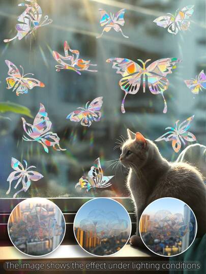 Multiple Sets Of Colorful Prism Static Cling Glass Stickers, Iridescent Bird Anti-Collision Window Stickers, Suncatchers, Flower, Butterfly, Dragonfly, Leaf Shaped Rainbow Window Decals, Holiday Decorative Glass Stickers, New Glittering Cloud Design Window Stickers, Holiday Gift, Holiday Decor,Stickers,Wall Decal, Vinyl Decal For Home Decorations,Spring Decoration Items Refresh Your Home,Rama Decoration Stickers Gifts Birthday Graduation