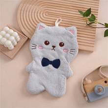 1pc Ultra-Soft Coral Fleece Hand Towel With Cute Cartoon Animal Pattern - Super Absorbent, Non-Shedding Bathroom Accessory
