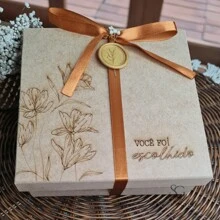 Invitation Box Kit For Single Godfather Tie And Decorated Box With Wax Seal Includes Tags - Terracotta - View 2