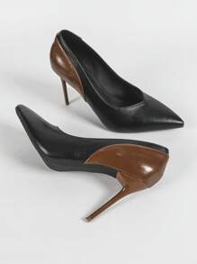 Zapatos de tacón alto negros para mujer, elegantes y casuales, con diseño de moda personalizado, punta fina y tacón alto, estilo retro francés, cómodos y versátiles