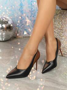 Zapatos de tacón alto negros para mujer, elegantes y casuales, con diseño de moda personalizado, punta fina y tacón alto, estilo retro francés, cómodos y versátiles