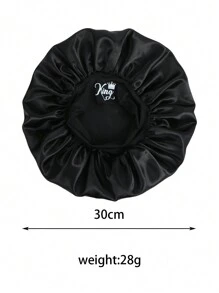 1 件装 男士发帽 印花字母大王/我爱我的女朋友/男士日常生活睡帽 黑色缎面假发帽 - 黑色 - 查看 5