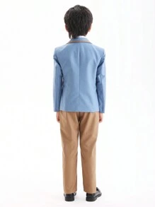 3 pièces/Set Costume formel pour jeunes garçons Veste + Pantalon + Cravate Uniforme, Tenue de représentation scolaire, Automne/Hiver