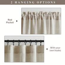1pc Bohemian Style Solid Color Linen Curtain, Rod Pocket Design, Made Of Select Linen Fabric, 100% Polyester, Medium Thickness, Easy Care, Natural Vintage Light Filtering Curtain, Suitable For Bedroom, Living Room, Home Office - Beige - View 3