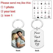 Custom Photo Couple Keychain Anniversary Gift For Boyfriend Him Her Stainless Steel Laser Engraved Doubled Sided Text Keychains - Black - View 7