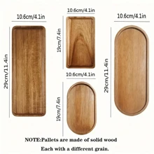 1/2 piezas, Bandeja de madera de acacia, bandejas rectangulares de madera maciza, bandejas ovaladas de madera, son perfectas para separar especias, aperitivos, té, platos principales y carnes, platos de servir