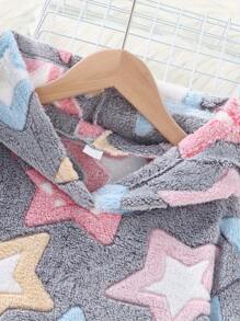 全新设计女童星光法兰绒连帽睡袍