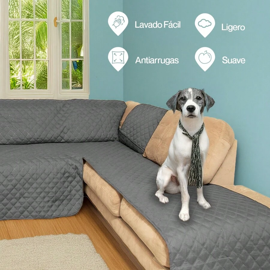 Cubre Salas Esquineras Protector Sofa Tipo L Doble Vista - Negro - Ver 1