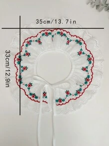 1pc Cherry Print Casual Detachable Collar, With Ruffle Trim, Adjustable Drawstring, Versatile Decorative Collar