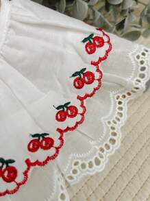 1pc Cherry Print Casual Detachable Collar, With Ruffle Trim, Adjustable Drawstring, Versatile Decorative Collar