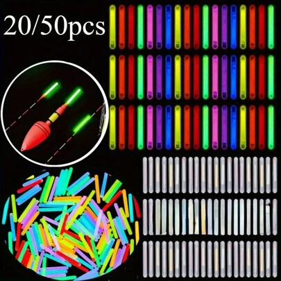 NEW 20/50PCS Fireflies 2.5 3.0 4.0 4.5*40mm For Fishing Buoy Float Fluorescent Lightstick Light Night Rod Lights Tool Bright Dark Colored Glow Stick Decorative Atmosphere Fireflies Lightstick