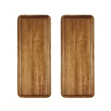 1/2 piezas, Bandeja de madera de acacia, bandejas rectangulares de madera maciza, bandejas ovaladas de madera, son perfectas para separar especias, aperitivos, té, platos principales y carnes, platos de servir