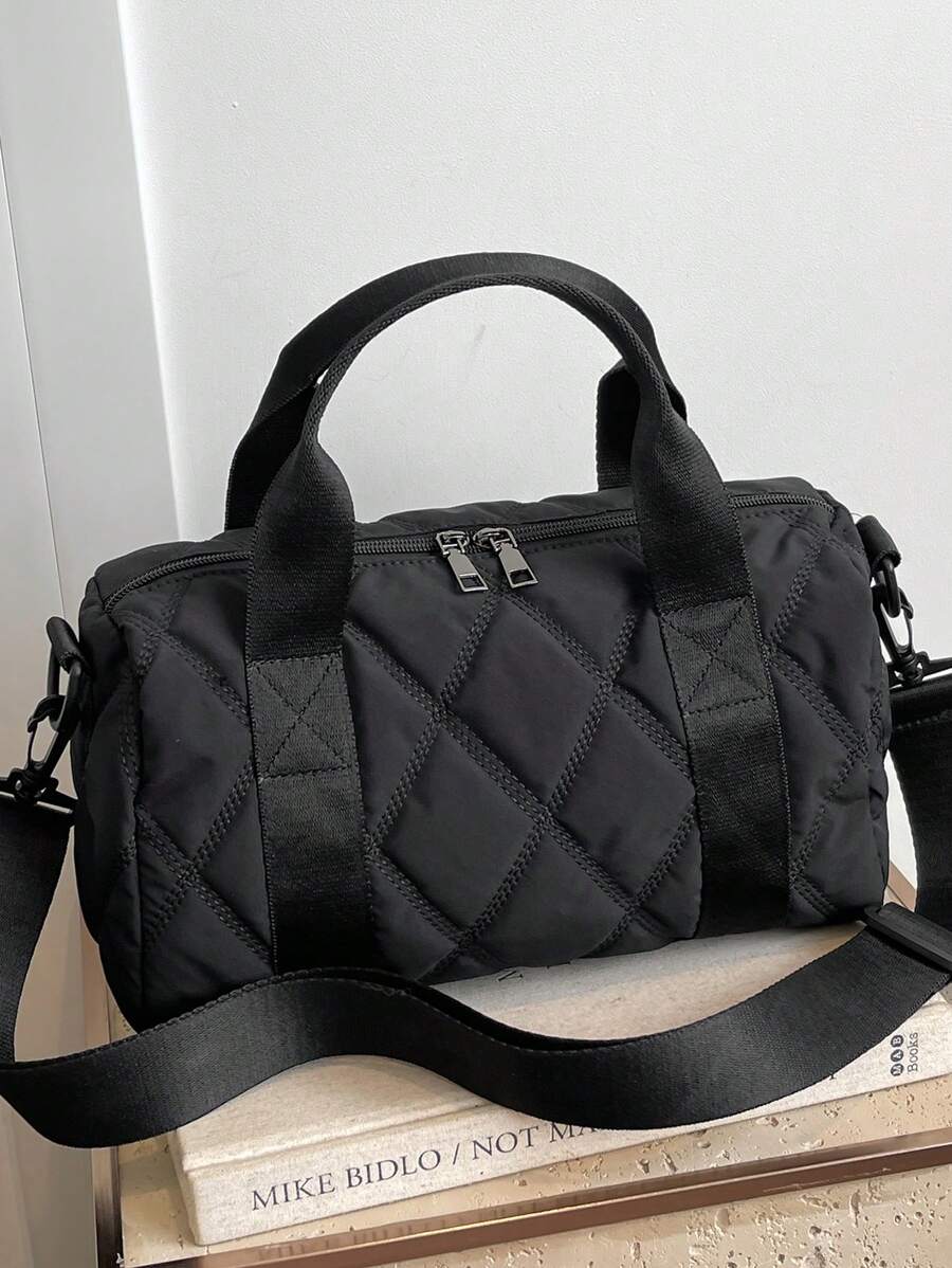 New Diamond Grid Casual Large Capacity Women Handbag, Youth Outdoor Tote Bag