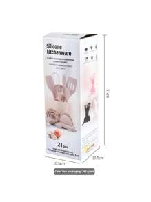 21-częściowy zestaw silikonowych naczyń kuchennych, transgraniczne naczynia kuchenne do pieczenia, trzepaczka do gotowania, szpatułka, łyżka miarowa, miarka, uchwyt antypoślizgowy, pędzel do smarowania, brakująca szpatułka