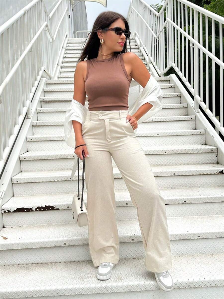 Women Suit Pants - Màu be - Xem 1