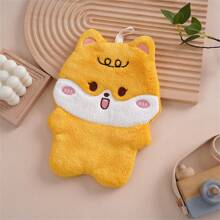 1pc Ultra-Soft Coral Fleece Hand Towel With Cute Cartoon Animal Pattern - Super Absorbent, Non-Shedding Bathroom Accessory