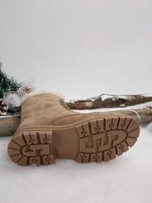 New Women Winter Thermal Lined Mid-Calf Warm Boots, Fashion Lace-Up Anti-Slip Thick Bottom Boots