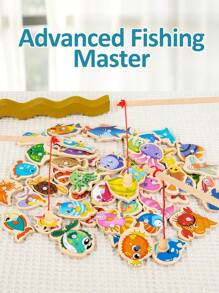 15pcs/31pcs/51pcs Wood Magnetic Fishing Toy Set, Educational Fishing Game Toy For Toddlers Boys Girls, Brain Development And Parent-Child Interaction Gift