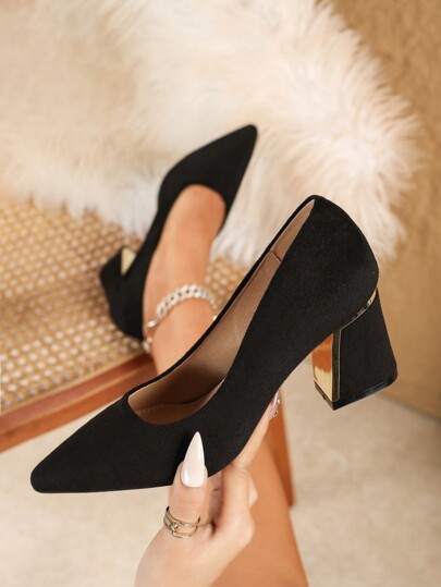 Herbst/Winter 2025 Damen Große Größen Spitzschuh Plateau High Heel Kleiderschuhe, Lässig/Büro/Arbeit, Strass Dekor, Schwarz, Größe 46, Elegant, Damen Pumps, Elegant