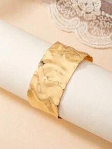 1 peça Pulseira de punho lisa geométrica banhada a ouro estilo europeu e americano, adequada para uso diário