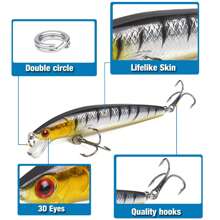 10cm/9g Floating Rattling Minow Fishing Lure - Realistic Hard Bait Lure Fishing Tackle Fishing Stuff - Multicolor - View 2