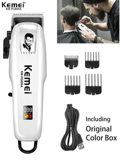 Kemei KM-PG809A 专业理发器 USB 充电理发器 男士理发器 剪发机 无绳毛发修剪器