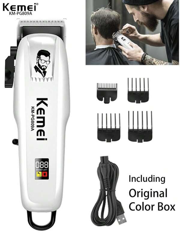 Kemei KM-PG809A Professional Hair Clipper USB Rechargeable Haircut For Men Barber Hair Cutting Machine Cordeless Hair Trimmer