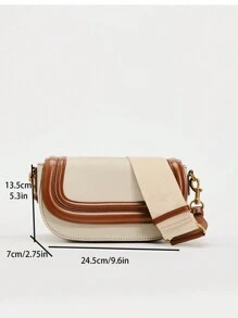 Bolso de mujer Y2Y con correa cruzada ancha, de color negro y estilo casual - Beis - Ver 6