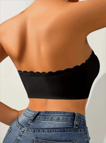 1 Stück Damen Unterwäsche mit Knöpfen vorne, nahtlos, trägerloses Wellsaum-Design, eng anliegend, ärmelloser Unterhemd-Stil, schöner Rücken, Bügel-BH mit Knöpfen vorne und offenem Rücken, kein Bügel BH, trägerloses Höschen