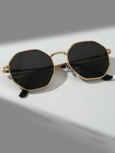 1 件装复古几何框架拼色设计时尚男士眼镜，简约复古时尚四季皆宜