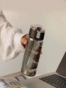 1pc High-Capacity Travel Mug With Tea Infuser, Spill-Proof Lid, Suitable For Milk Tea, Coffee, Juice, Bounce-Resistant, High Temperature Resistant, Stylish & Large Capacity, Suitable For Men & Women, Office, Outdoor, Summer, Water Bottle - Black - View 4
