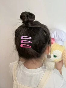 50pcs Random Color Cute Painted Water Drop Shaped Baby Hair Clip, Bangs Clip, Kids Hair Accessories For Daily Use