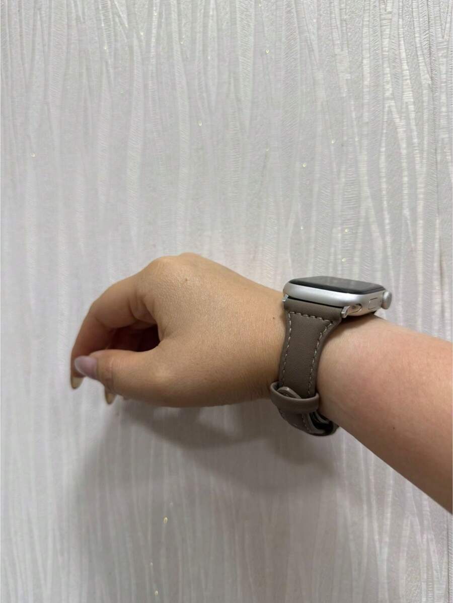 Leather Strap For Apple Watch 7/8 38mm 40mm 41mm - Elephant Gray - View 1