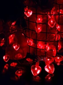 19ft 40LED Valentine's Day Decorations String Lights, Heart Shape Hanging Garland Valentine's Day Decor For Indoor Outdoor Home Room Party Wedding,Heart String Lights, Heart Fairy String Lights Battery Operated Room Decor - 紅色 - 查看 1