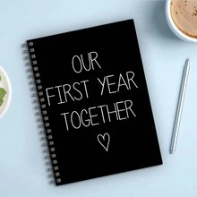 1 PC Our First Year Together Notebook, Spiral Journal Notebook For Friendship, To-Do List Notepad, Christmas Gifts For Wife/Husband, Anniversary Valentine's Day Gifts, Idea For Office & Home Use, 5.5x8.3 Inches Size