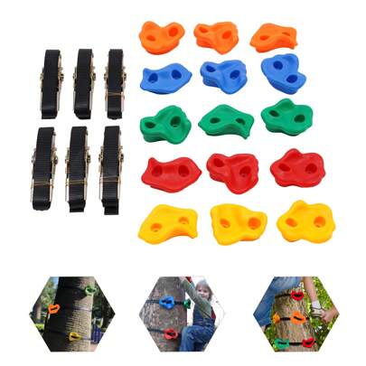 Klettersteine 15Stück, Klettergriffe inkl. Befestigungsmaterial, belastbar bis 100kg, verschiedenen Formen, Bouldersteine bunt für Spielturm und Kletterwand