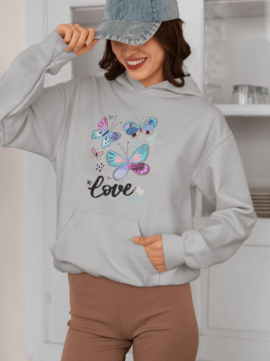 Printed Sweatshirt Warmth Blouse With Hood And Pocket - 灰色 - 查看 1