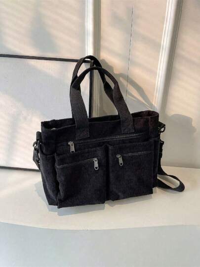 Fashionable And Simple Large Capacity Multi-Pocket Tote Bag, Shoulder And Cross-Body Bag, Suitable For School, Work, Travel And Business,Preppy Book Bag For Book Week, Large School Tote Bag, Multiple Compartments, Perfect For Beach, School, Work & Daily Use, Tote Bags For Women, College Essentials