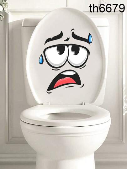 1pc Self-Adhesive Funny Toilet Sticker With Creative Crying Expression Pattern, Bathroom Room Decor For Bathroom Toilet Tank & Home Wall Decoration - Versatile Wall Sticker For Door, Refrigerator, Window, And More Home Bathroom Decor Bath Rug Floor Carpet Fall Decor Bathroom Accessories